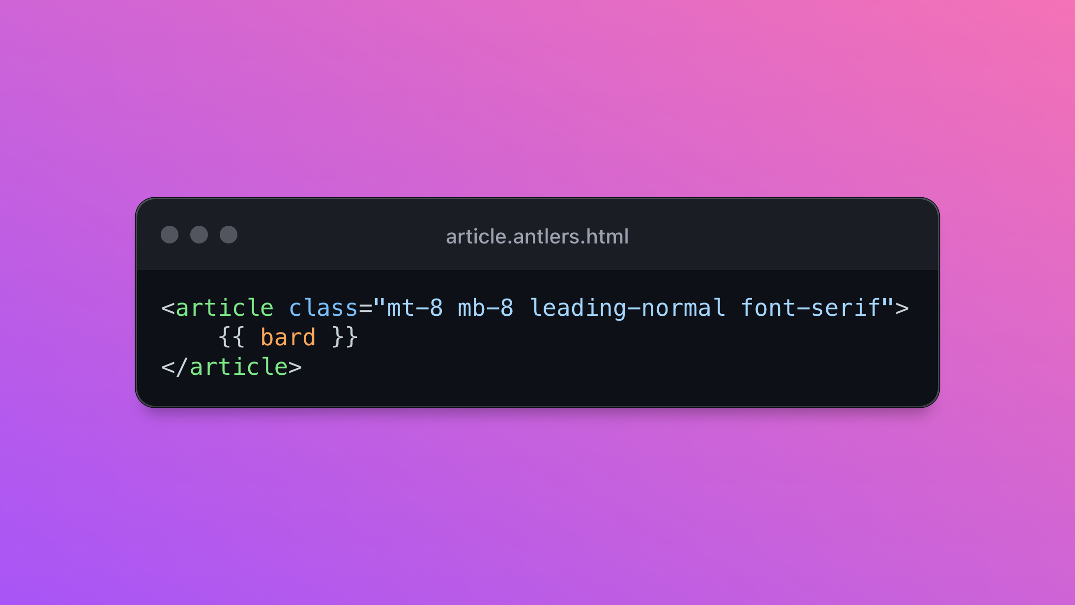 A screenshot of an antlers template with Bard content rendered inside